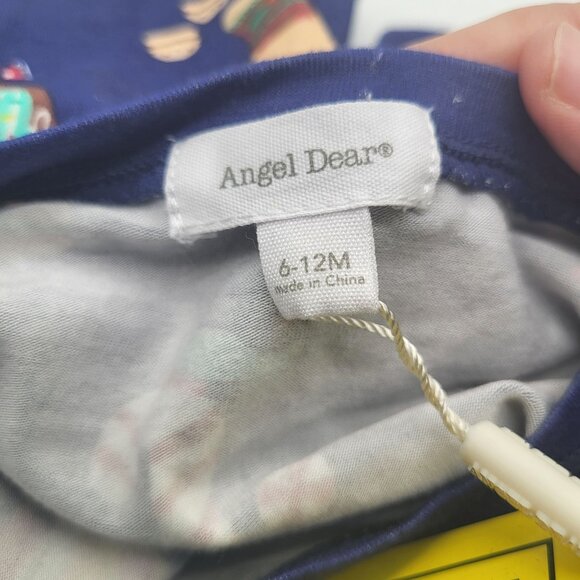 ANGEL DEAR Baby 6-12M Holiday Loungewear JOLLY FOOD 2pc pajama set NWT Blue - Picture 5 of 7